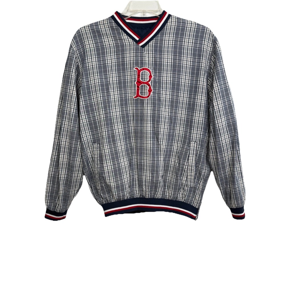 Boston Red Sox GIII Reversible Windbreaker Plaid / Navy Men's Size Medium